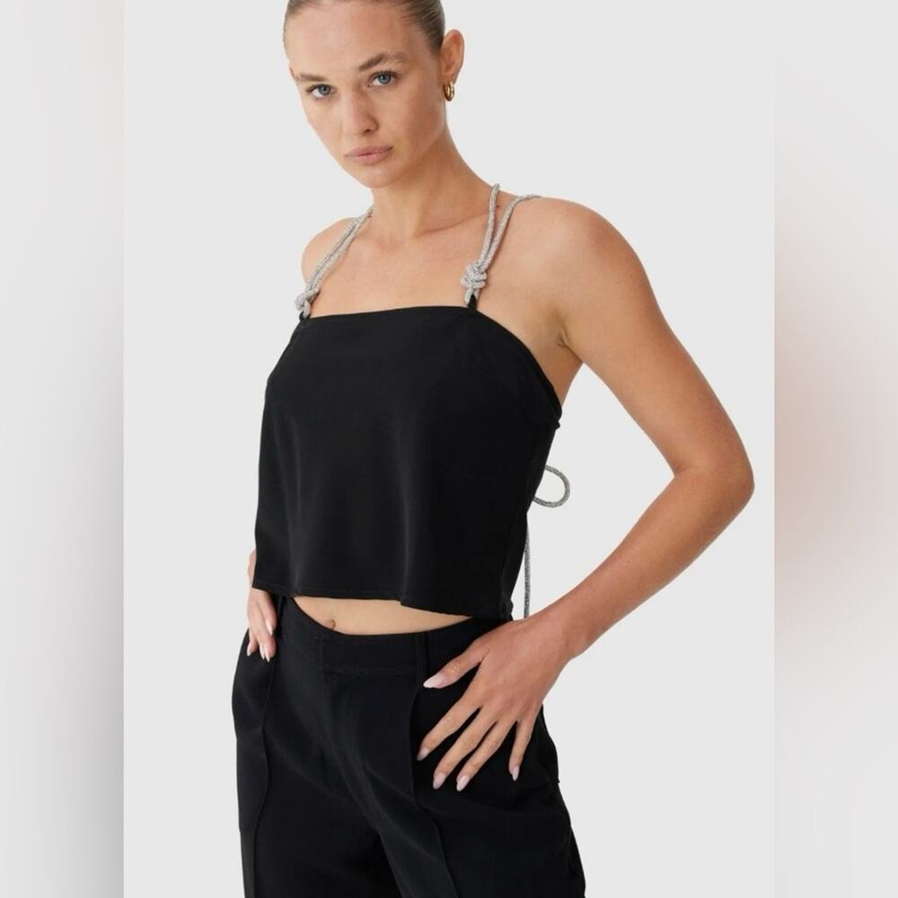 NWT C/Meo Collective Elevate Top Black With Diamante Rope Straps Size Small